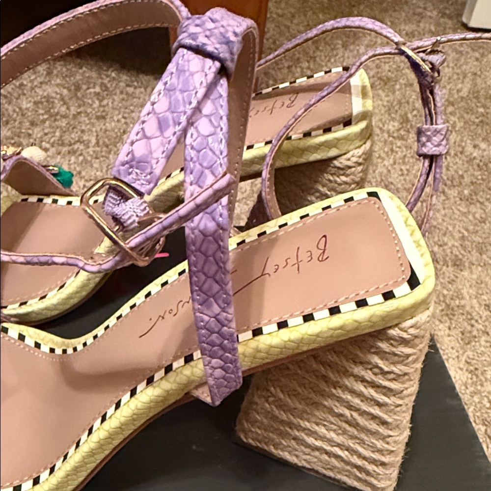 Betsey Johnson Yellow and Purple Embellished Heels - Picture 6 of 8